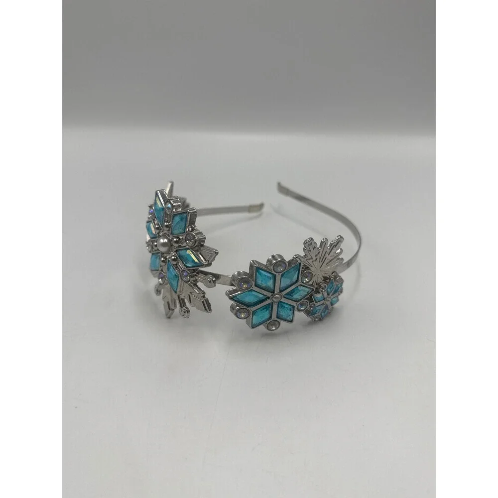 Disney Frozen Elsa Snowflake Tiara Headband Silver Tone Blue Gems‎ Euro Disney